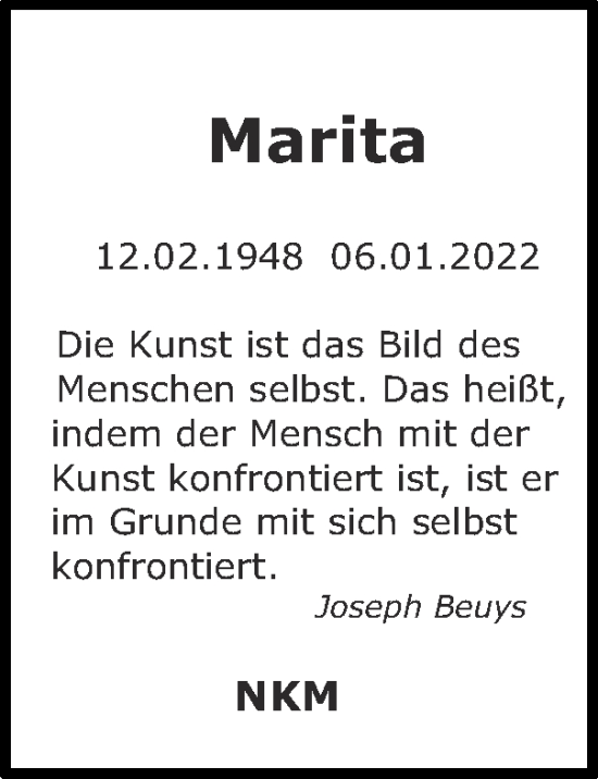Traueranzeige von Marita Orkisz von Zeitung am Sonntag