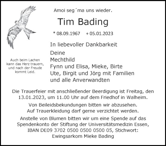 Traueranzeige von Tim Bading von Aachener Zeitung / Aachener Nachrichten