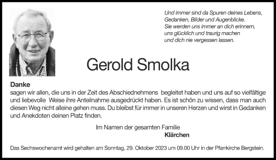Traueranzeige von Gerold Smolka von Aachener Zeitung