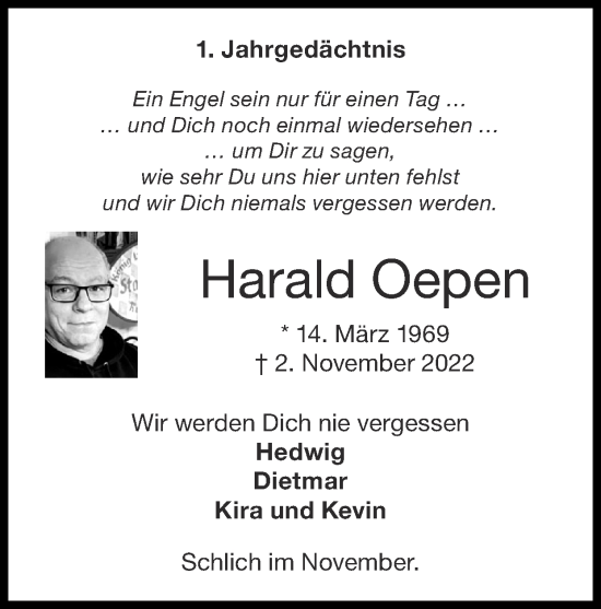 Traueranzeige von Harald Oepen von Zeitung am Sonntag