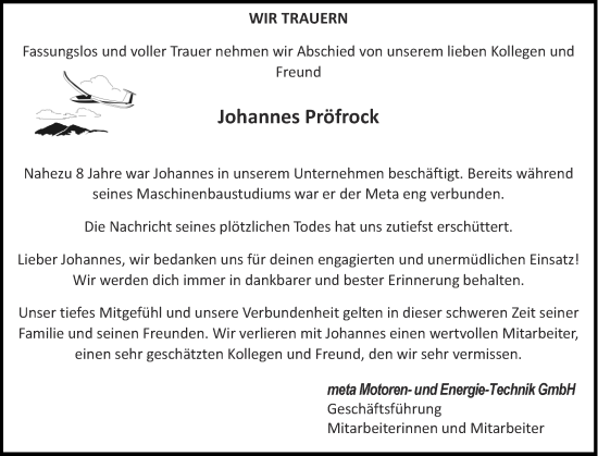 Traueranzeige von Johannes Pröfrock von Aachener Zeitung