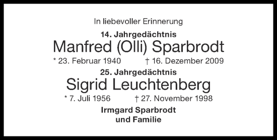 Traueranzeige von Sigrid Leuchtenberg von Zeitung am Sonntag