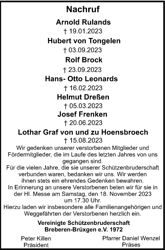 Traueranzeige von Totentafel vom 12.11.2023 von Zeitung am Sonntag