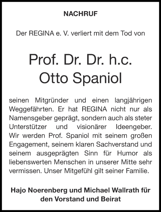 Traueranzeige von Otto Spaniol von Aachener Zeitung