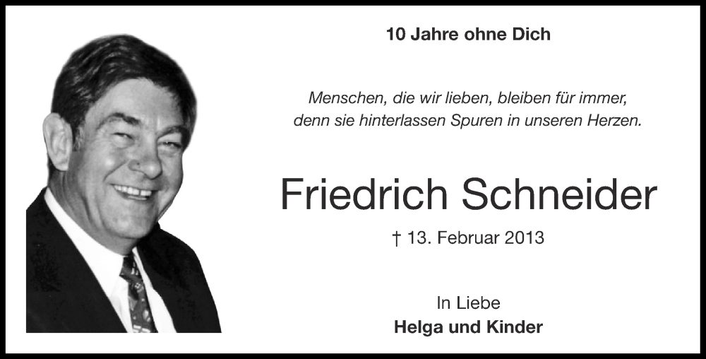  Traueranzeige für Friedrich Schneider vom 18.02.2023 aus Aachener Zeitung / Aachener Nachrichten