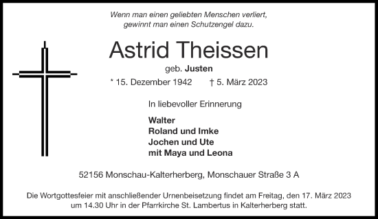Traueranzeige von Astrid Theissen von Aachener Zeitung / Aachener Nachrichten