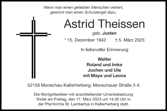 Traueranzeige von Astrid Theissen von Zeitung am Sonntag