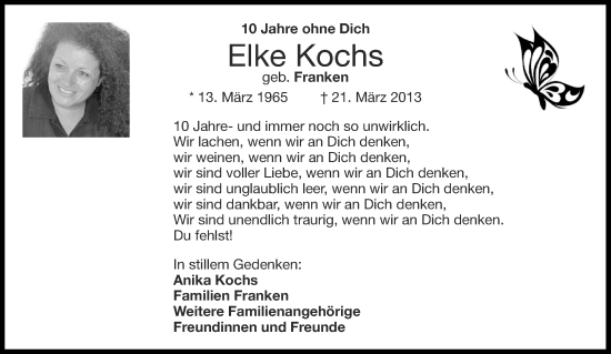 Traueranzeige von Elke Kochs von Aachener Zeitung
