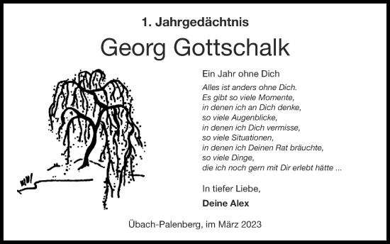 Traueranzeige von Georg Gottschalk von Zeitung am Sonntag