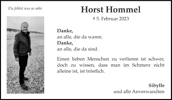Traueranzeige von Horst Hommel von Aachener Zeitung