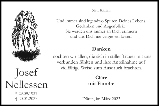 Traueranzeige von Josef Nellessen von Zeitung am Sonntag