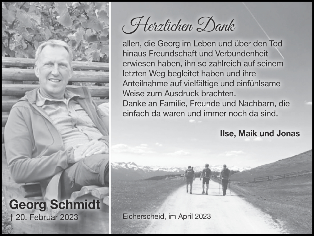  Traueranzeige für Georg Schmidt vom 02.04.2023 aus Zeitung am Sonntag