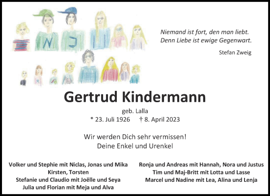 Traueranzeige von Gertrud Kindermann von Aachener Zeitung