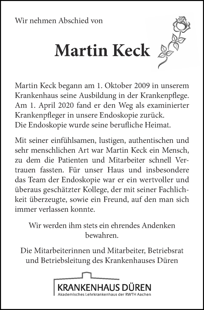  Traueranzeige für Martin Keck vom 23.04.2023 aus Zeitung am Sonntag