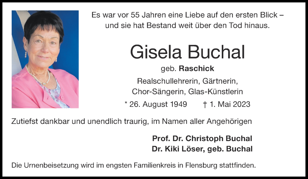  Traueranzeige für Gisela Buchal vom 06.05.2023 aus Aachener Zeitung