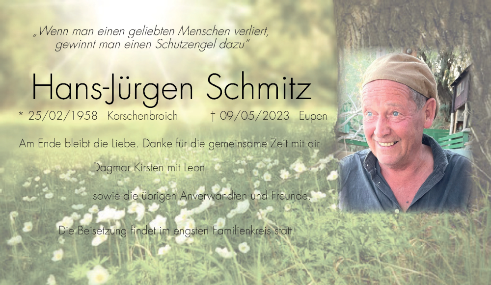  Traueranzeige für Hans-Jürgen Schmitz vom 13.05.2023 aus Aachener Zeitung