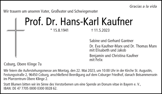 Traueranzeige von Hans-Karl Kaufner von Aachener Zeitung