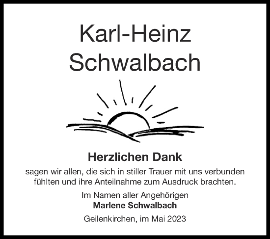 Traueranzeige von Karl-Heinz Schwalbach von Zeitung am Sonntag