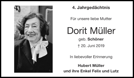 Traueranzeige von Dorit Müller von Zeitung am Sonntag