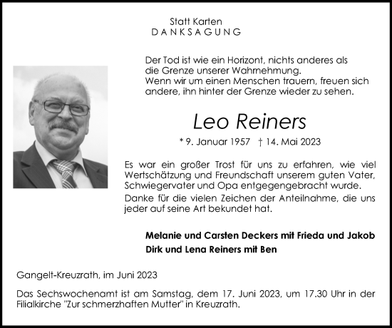 Traueranzeige von Leo Reiners von Zeitung am Sonntag