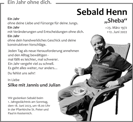 Traueranzeige von Sebald Henn von Zeitung am Sonntag