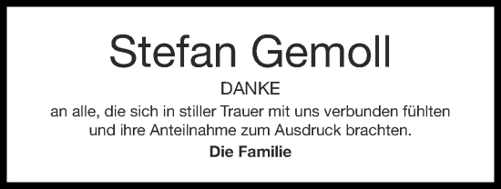Traueranzeige von Stefan Gemoll von Zeitung am Sonntag