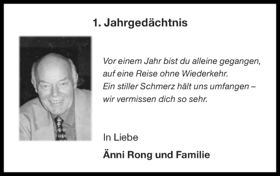 Traueranzeige von 1. Jahrgedächtnis  von Zeitung am Sonntag