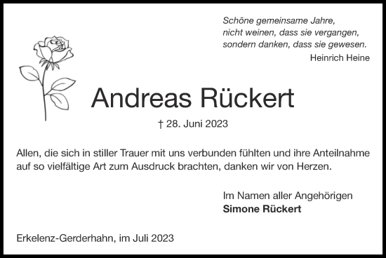 Traueranzeige von Andreas Rückert von Zeitung am Sonntag