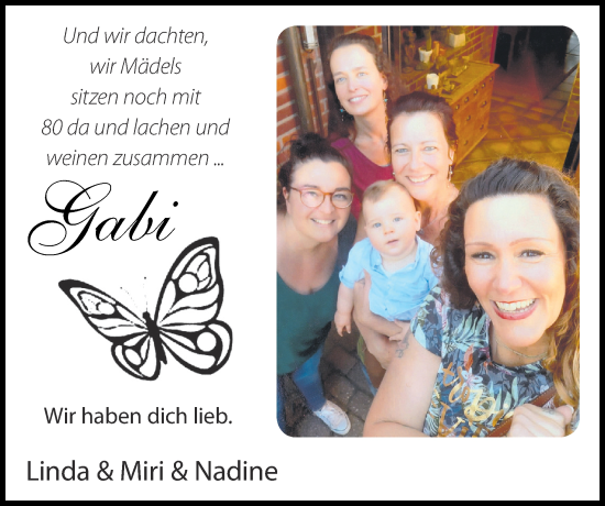Traueranzeige von Gabi  von Zeitung am Sonntag