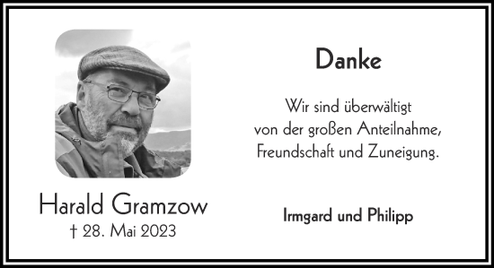 Traueranzeige von Harald Gramzow von Zeitung am Sonntag