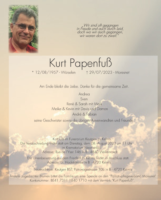 Traueranzeige von Kurt Papenfuß von Zeitung am Sonntag