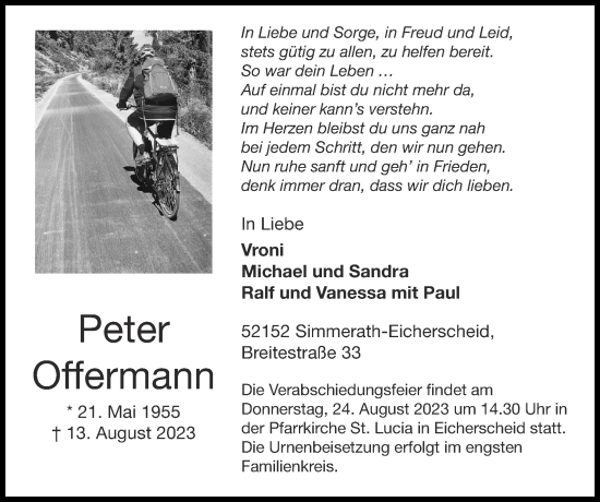 Traueranzeige von Peter Offermann von Zeitung am Sonntag