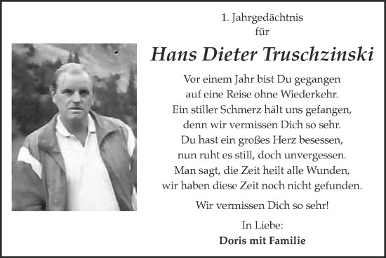 Traueranzeige von Hans Dieter Truschzinski von Zeitung am Sonntag