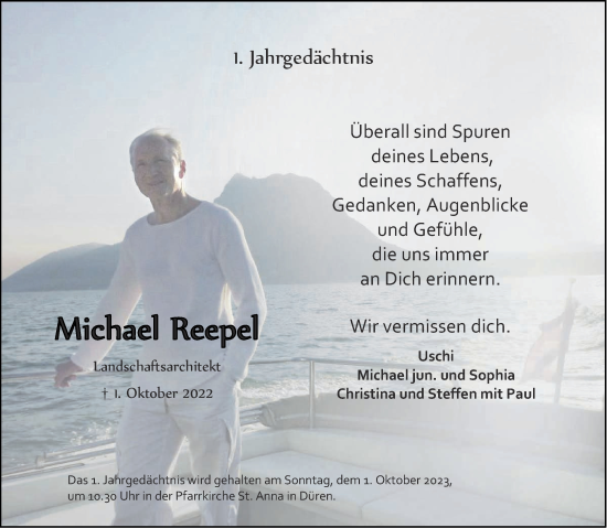 Traueranzeige von Michael Reepel von Aachener Zeitung
