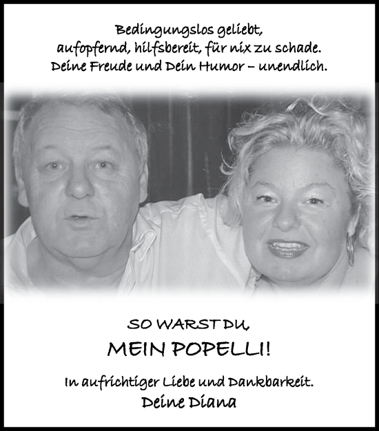Traueranzeige von Popelli  von Zeitung am Sonntag