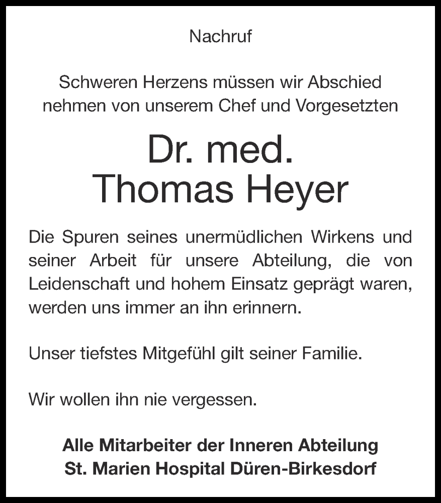  Traueranzeige für Thomas Heyer vom 10.09.2023 aus Zeitung am Sonntag