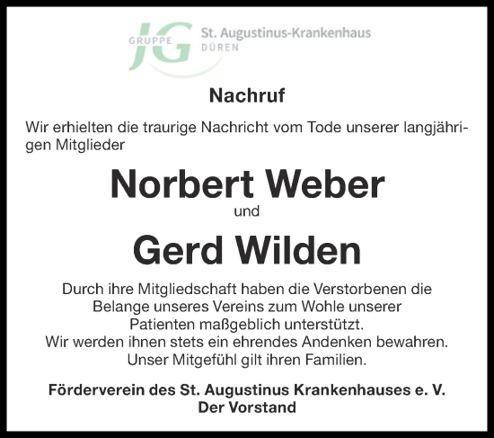 Traueranzeige von Gerd Wilden von Zeitung am Sonntag