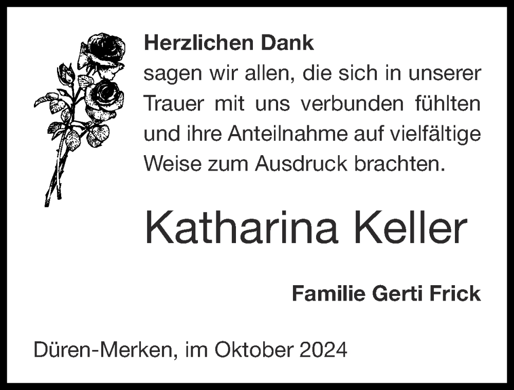  Traueranzeige für Katharina Keller vom 20.10.2024 aus Zeitung am Sonntag