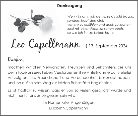 Traueranzeige von Leo Capellmann von Zeitung am Sonntag