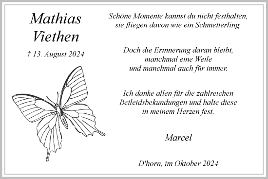 Traueranzeige von Mathias Viethen von Zeitung am Sonntag