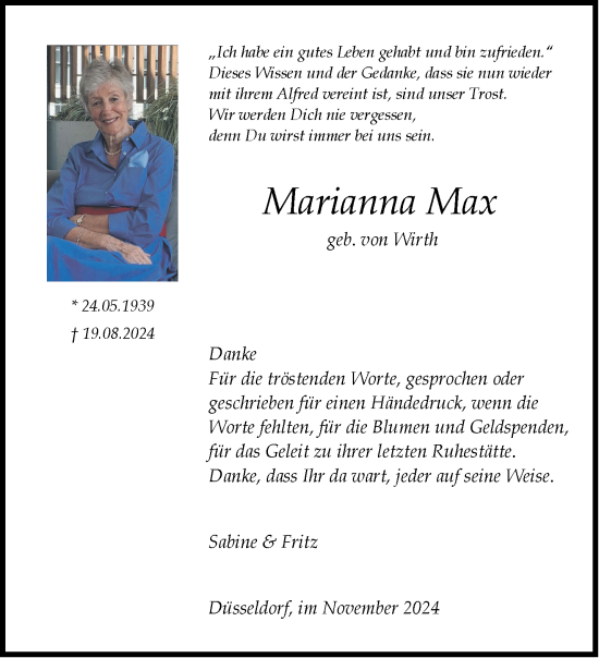 Traueranzeige von Marianna Max von Aachener Zeitung