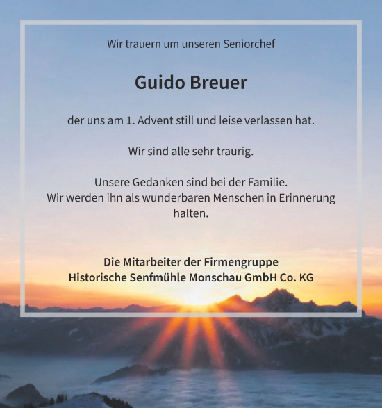 Traueranzeige von Guido Breuer von Aachener Zeitung