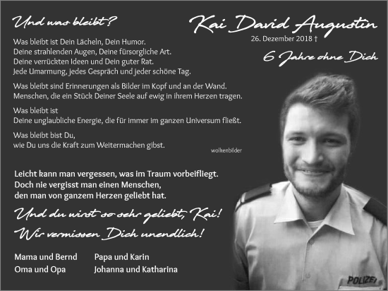 Traueranzeige von Kai David Augustin von Zeitung am Sonntag