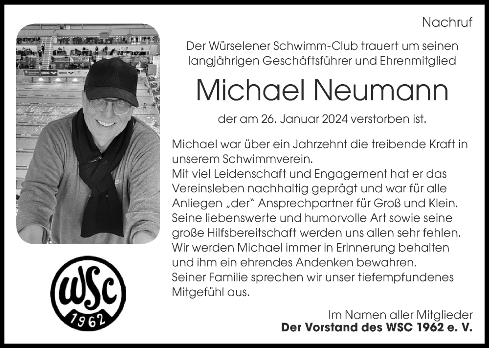  Traueranzeige für Michael Neumann vom 11.02.2024 aus Zeitung am Sonntag