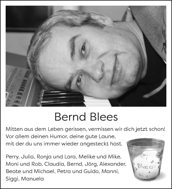 Traueranzeige von Bernd Blees von Aachener Zeitung