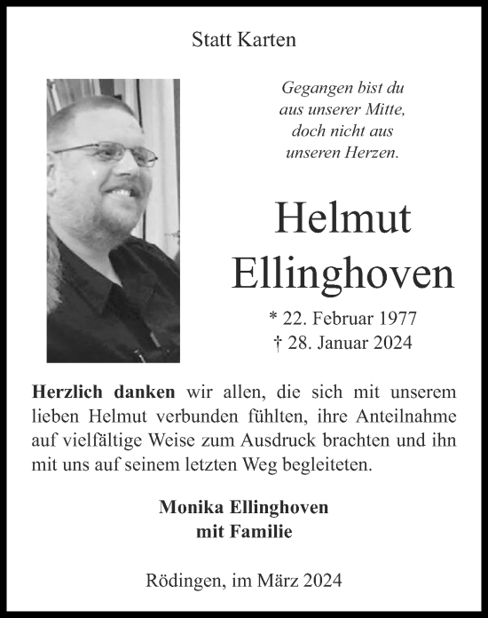 Traueranzeige von Helmut Ellinghoven von Zeitung am Sonntag