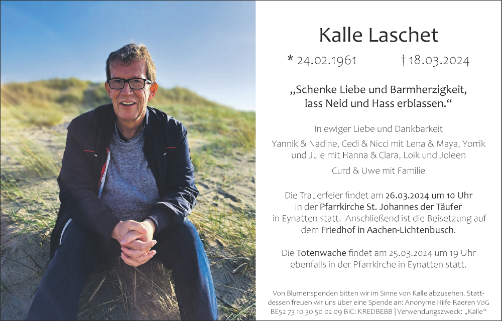  Traueranzeige für Kalle Laschet vom 23.03.2024 aus Aachener Zeitung