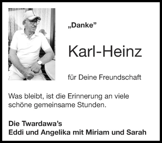 Traueranzeige von Karl-Heinz  von Zeitung am Sonntag