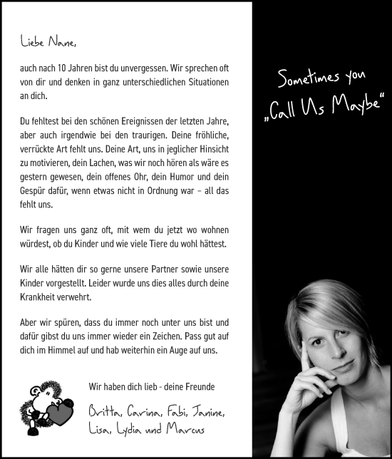 Traueranzeige von Nane  von Zeitung am Sonntag