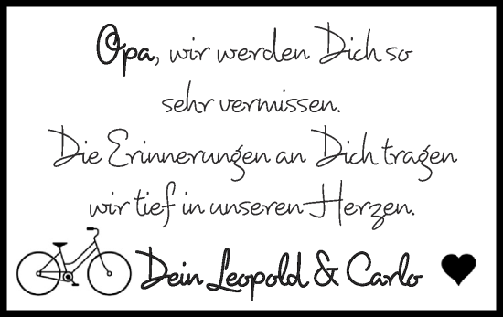 Traueranzeige von Opa  von Zeitung am Sonntag